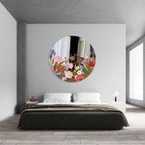 Flowers Mirrored Acrylic Circles Contemporary Home DǸcor Printed acrylic 