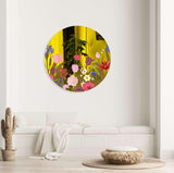 Flowers Mirrored Acrylic Circles Contemporary Home DǸcor Printed acrylic 