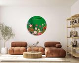 Flowers Mirrored Acrylic Circles Contemporary Home DǸcor Printed acrylic 