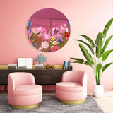 Flowers Mirrored Acrylic Circles Contemporary Home DǸcor Printed acrylic 
