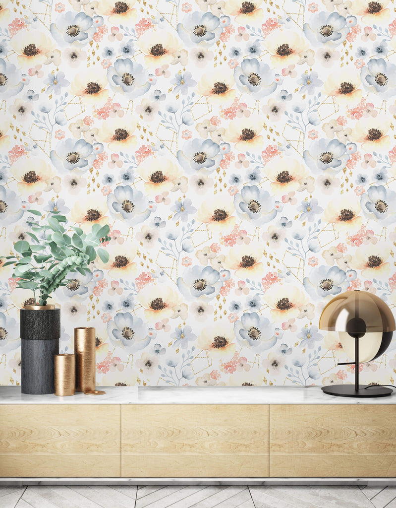 uniQstiQ Floral Flowers with Geometric Elements3 Wallpaper Wallpaper