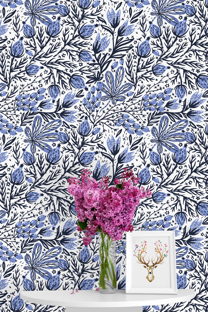 uniQstiQ Floral Folk Flowers Wallpaper Wallpaper