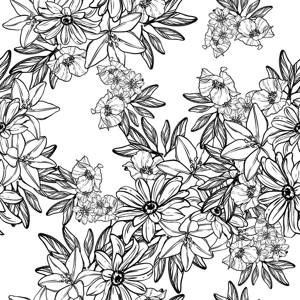 Black Floral Contours Wallpaper uniQstiQ Floral