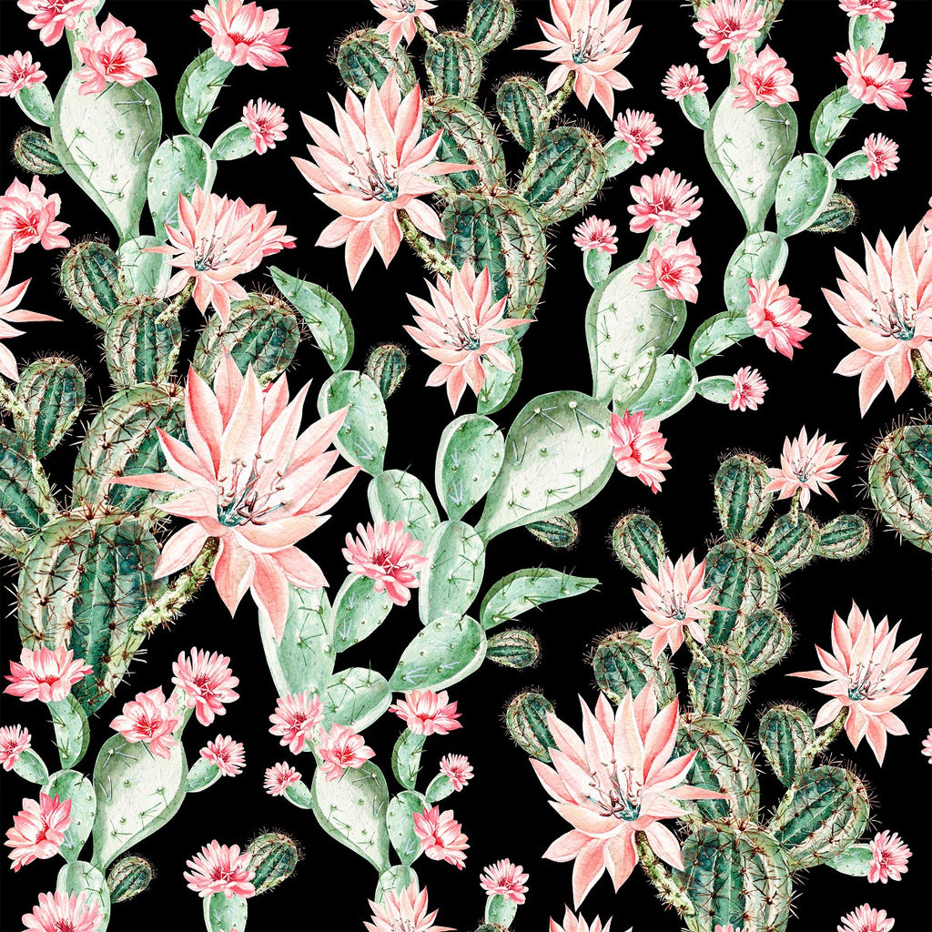 Dark Wallpaper with Pink Cactus Flowers  uniQstiQ Tropical