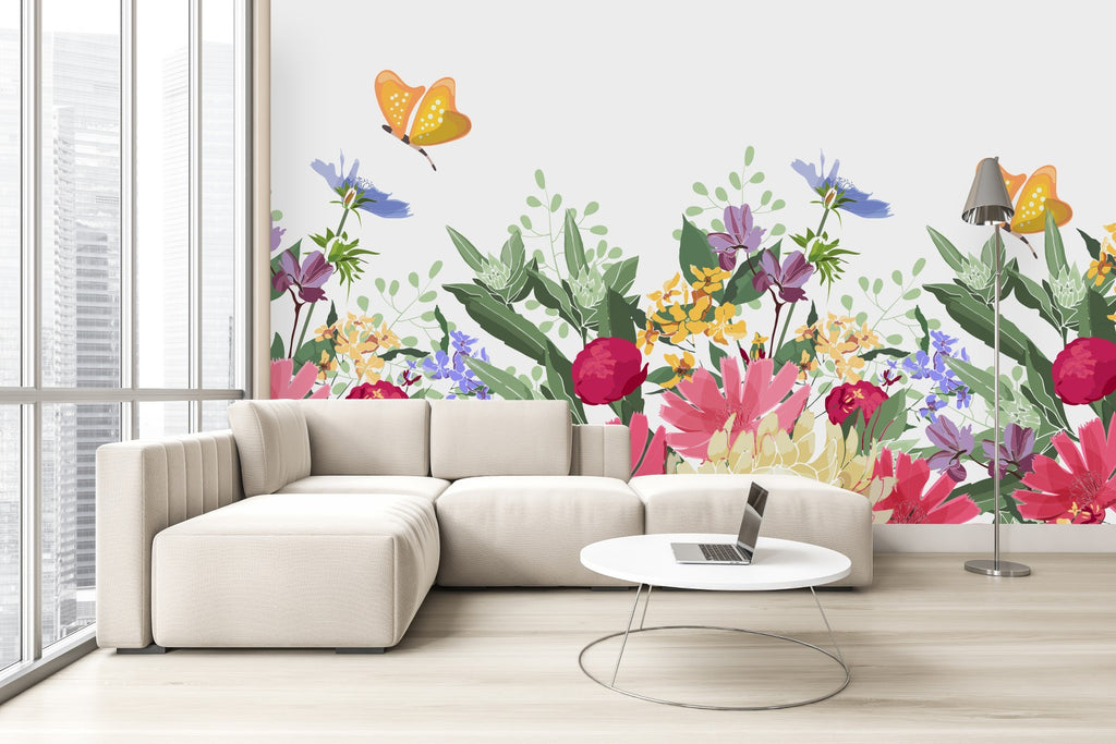 Summer Flowers and Butterflies Wallpaper uniQstiQ Long Murals