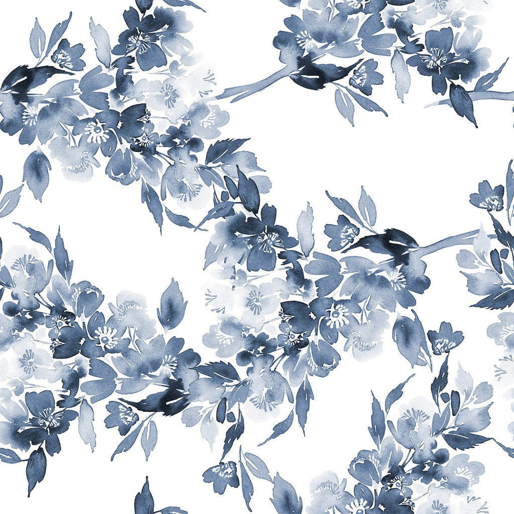 Dark Blue Flowers Wallpaper uniQstiQ Floral
