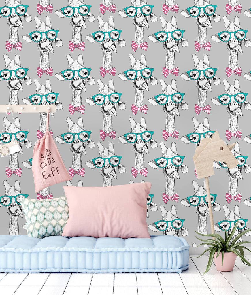 uniQstiQ Kids Giraffes in Glasses Wallpaper Wallpaper