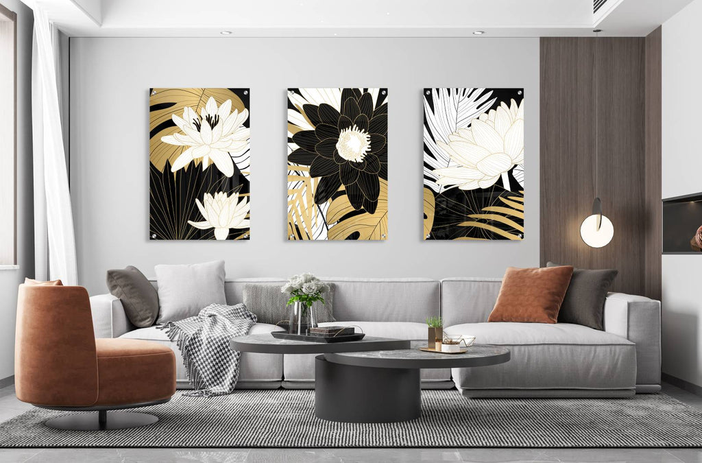 Floral Pattern Set of 3 Prints Modern Wall Art Modern Artwork Image 1