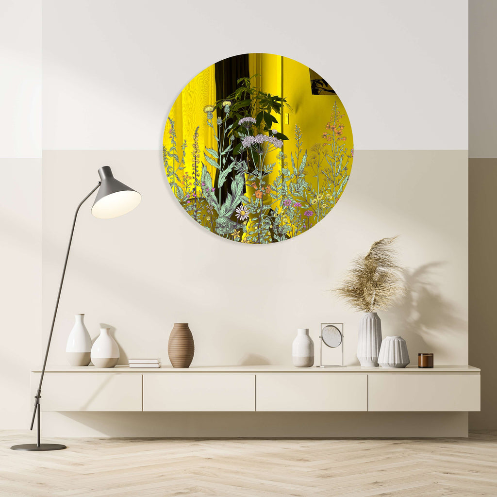 Field of Prairie Flowers Mirrored Acrylic Circles Contemporary Home DǸcor Printed acrylic 