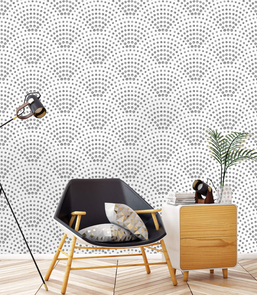 uniQstiQ Geometric Gray Scalloped Dots Wallpaper Wallpaper