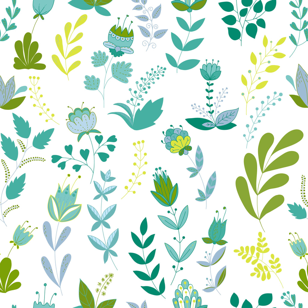 uniQstiQ Floral Green Cute Flowers Wallpaper Wallpaper