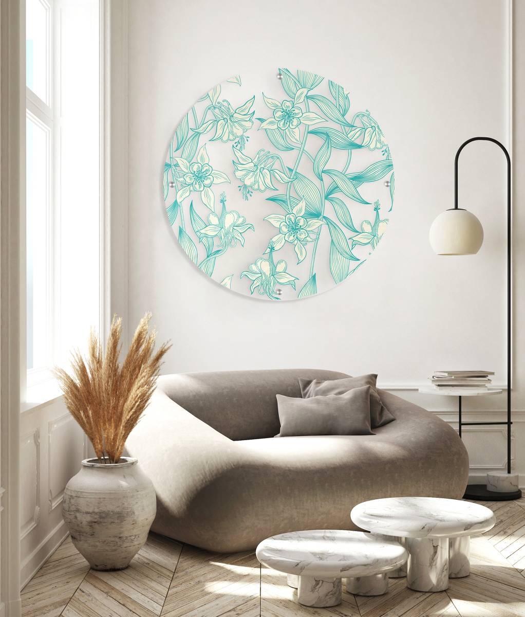 Green Narcissus Printed Transparent Acrylic Circle - uniqstiq
