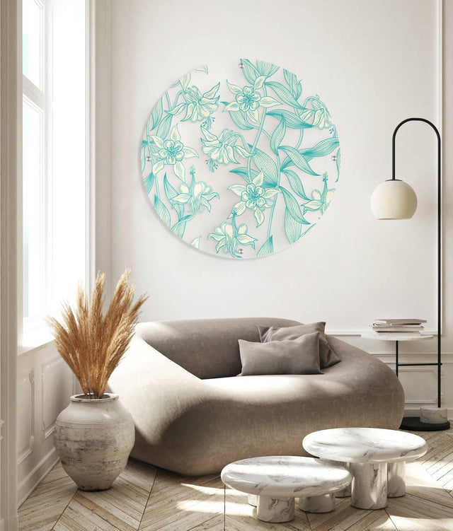 Green Narcissus Printed Transparent Acrylic Circle - uniqstiq