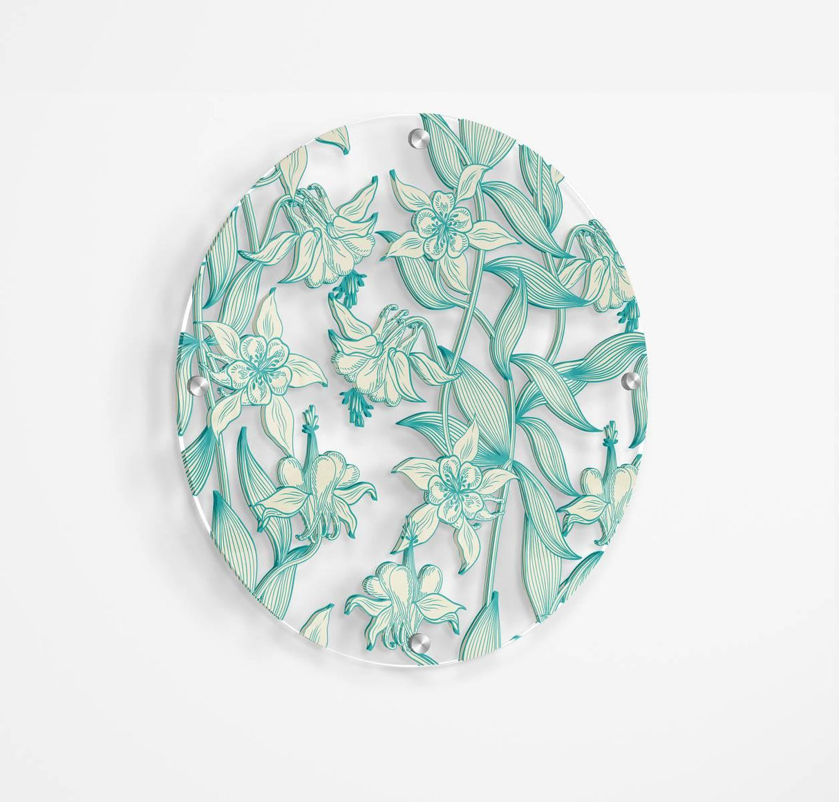 Green Narcissus Printed Transparent Acrylic Circle