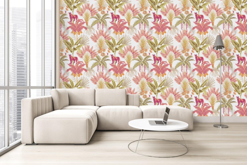 Pink Palms Pattern Wallpaper uniQstiQ Tropical