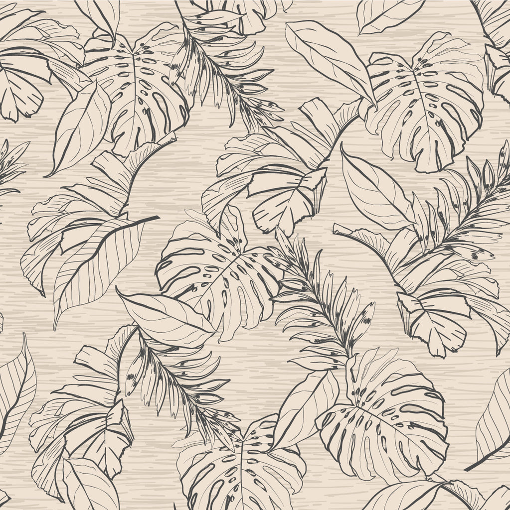Beige Wallpaper with Leaves uniQstiQ Tropical