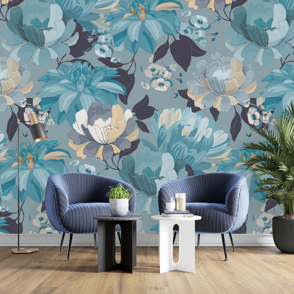 Blue Floral Wallpaper uniQstiQ Long Murals