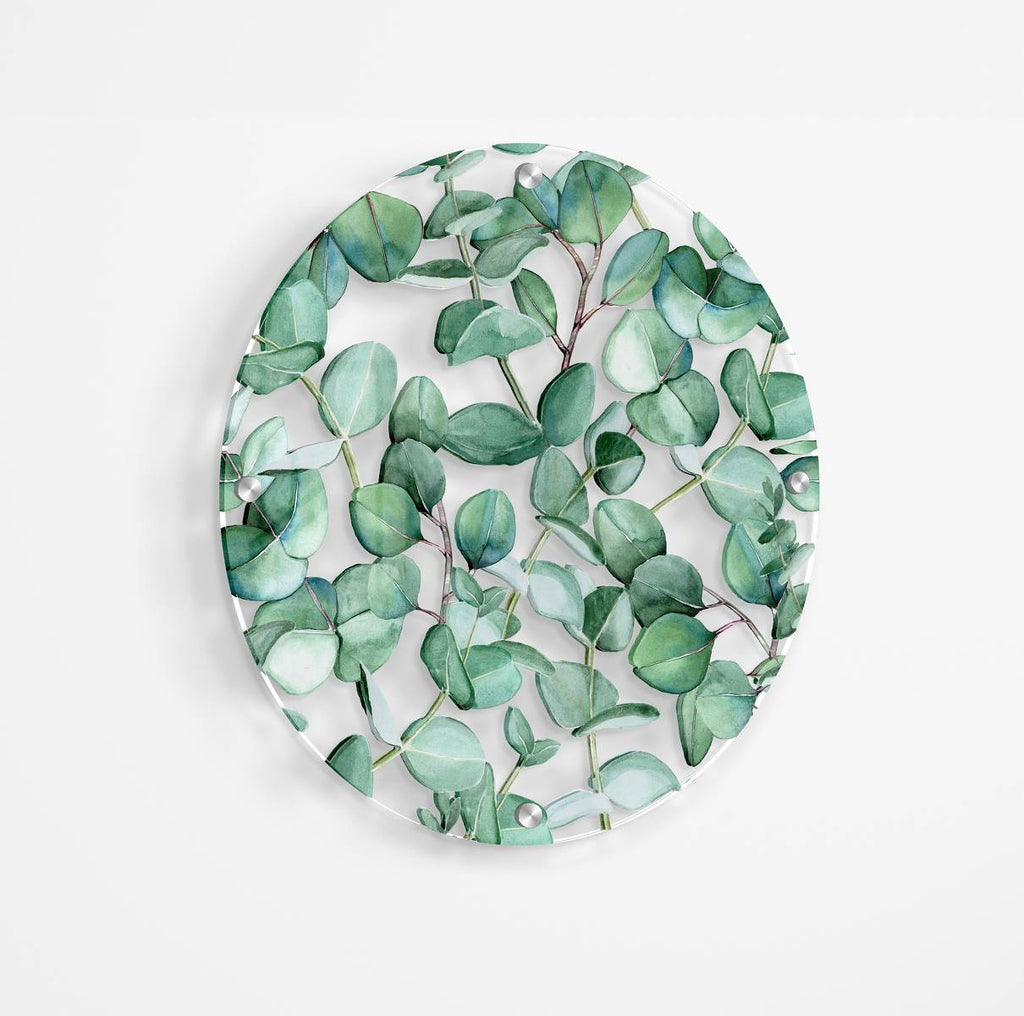 Green Plants Printed Transparent Acrylic Circle