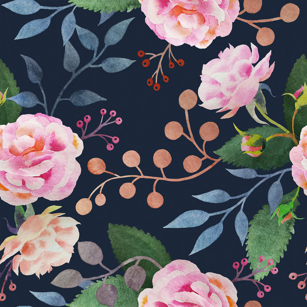 Dark Wallpaper with Pink Roses  uniQstiQ Floral