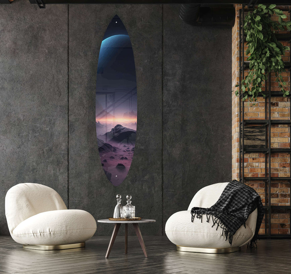 Planet Pattern Acrylic Surfboard Wall Art