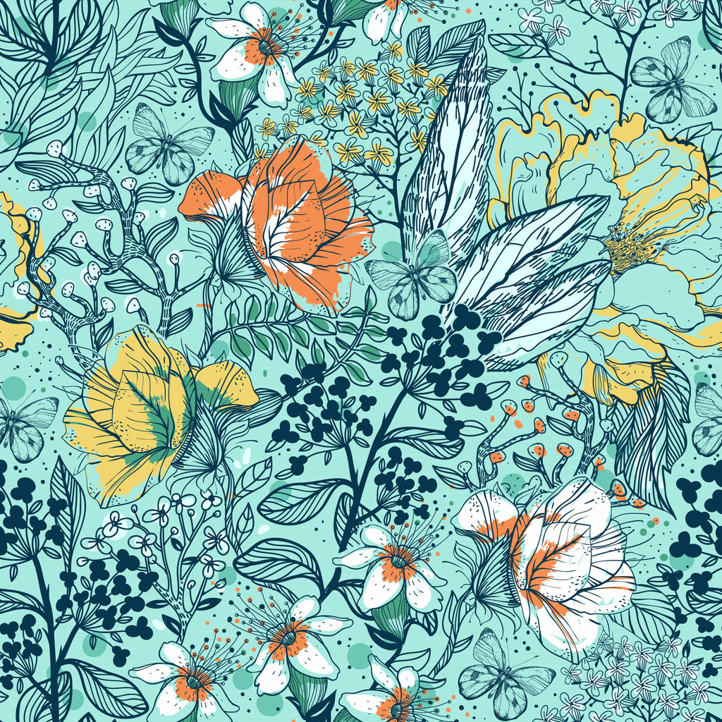 uniQstiQ Botanical Herbs and Flowers Wallpaper Wallpaper