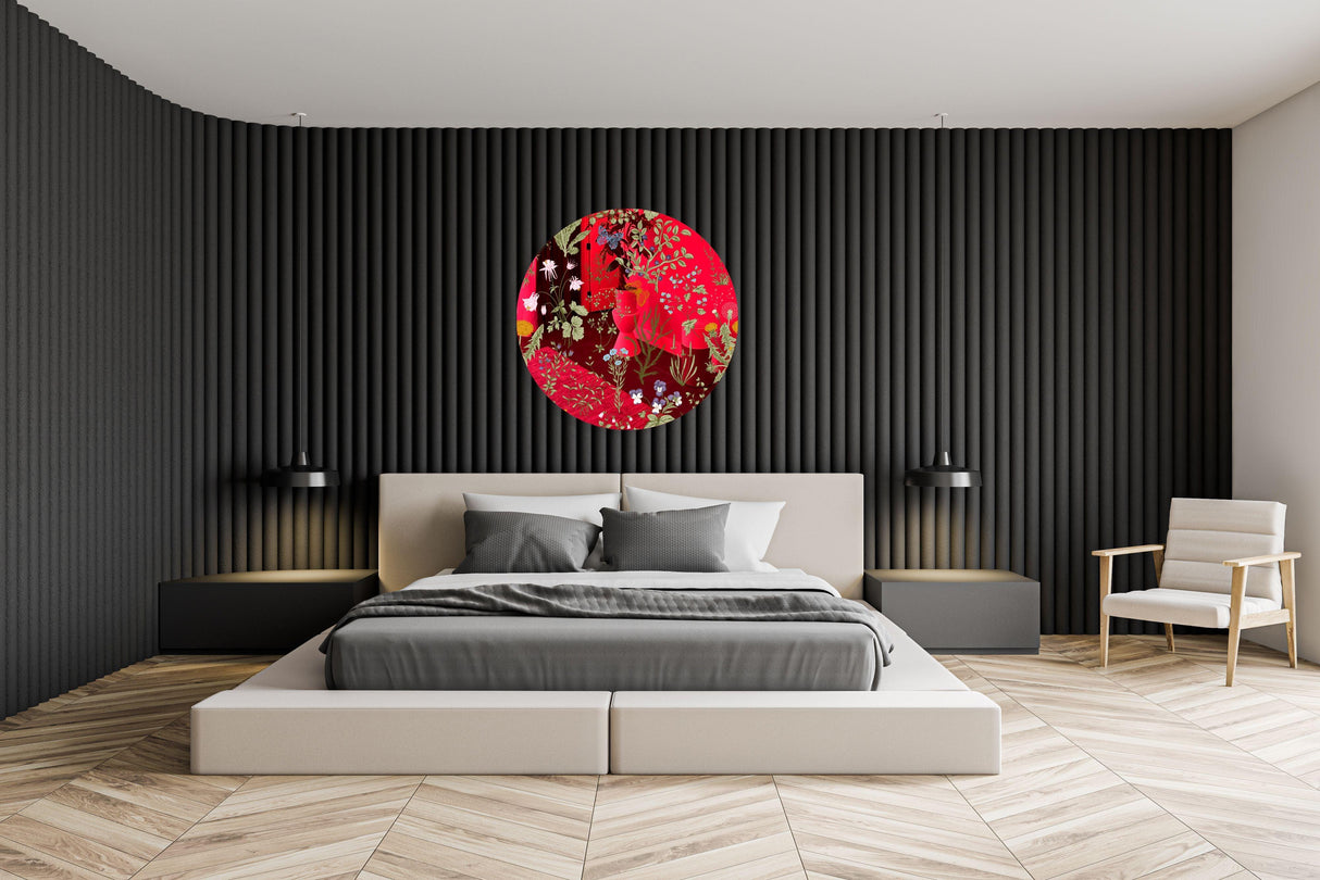 Herbs and Wild Flowers Mirrored Acrylic Circles Contemporary Home DǸcor Printed acrylic 