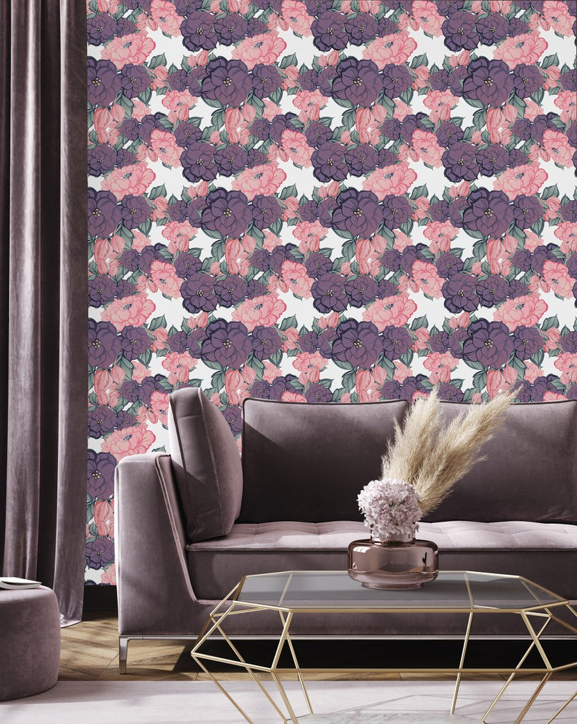Pink and Lilac Flowers Wallpaper uniQstiQ Floral