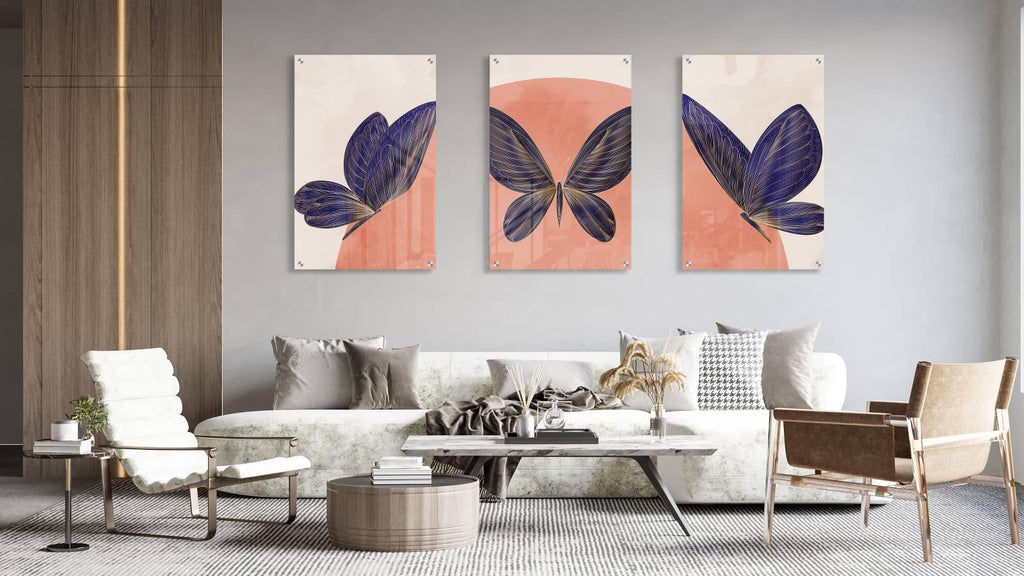 Butterflies Design Set of 3 Prints Modern Wall Art Modern Artwork Image 1