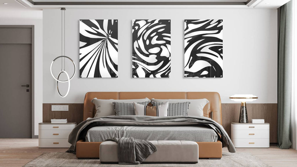 Black and White Color Design Set of 3 Prints Modern Wall Art Modern Artwork Image 2