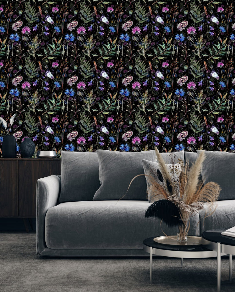 Floral Wallpaper on Dark Background