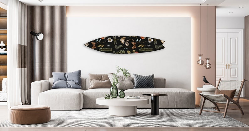 Floral Dark Flowers Acrylic Surfboard Wall Art Contemporary Home DǸcor Printed acrylic 