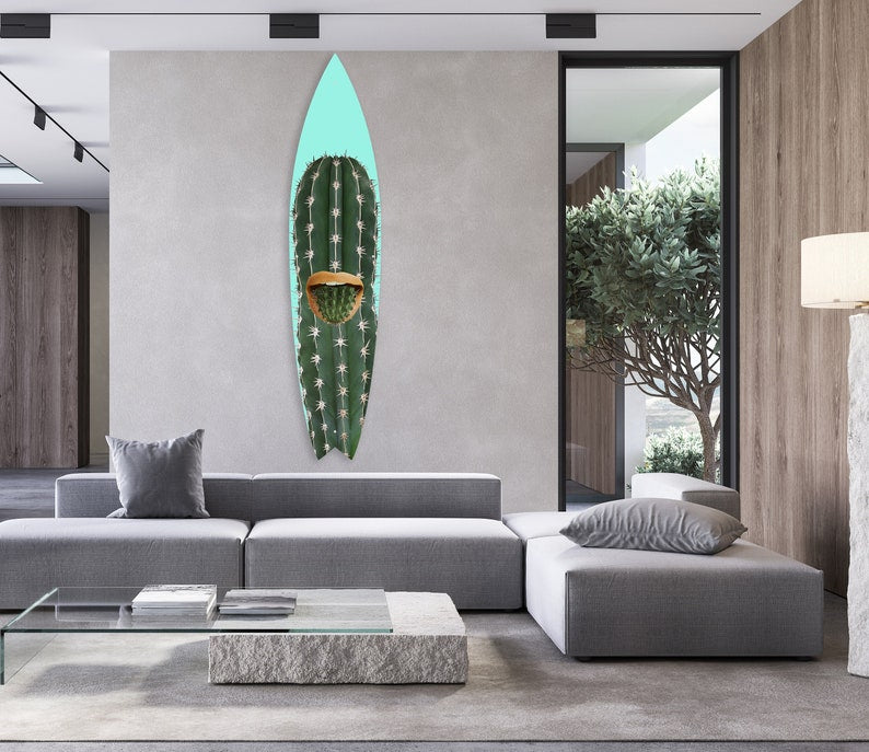 Cactus Acrylic Surfboard Wall Art Contemporary Home DǸcor Printed acrylic 