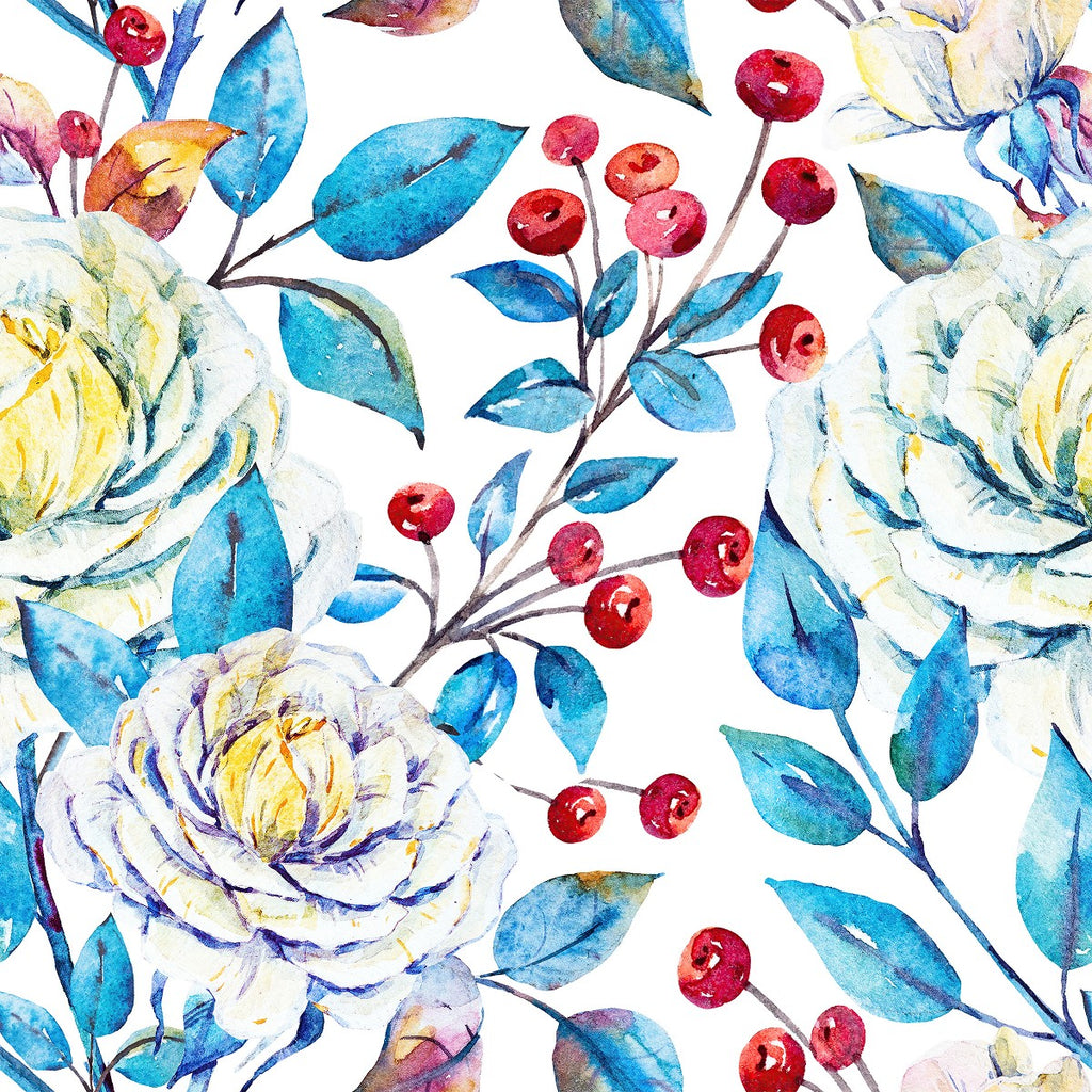 Red Berries and Blue Leaves Wallpaper  uniQstiQ Botanical