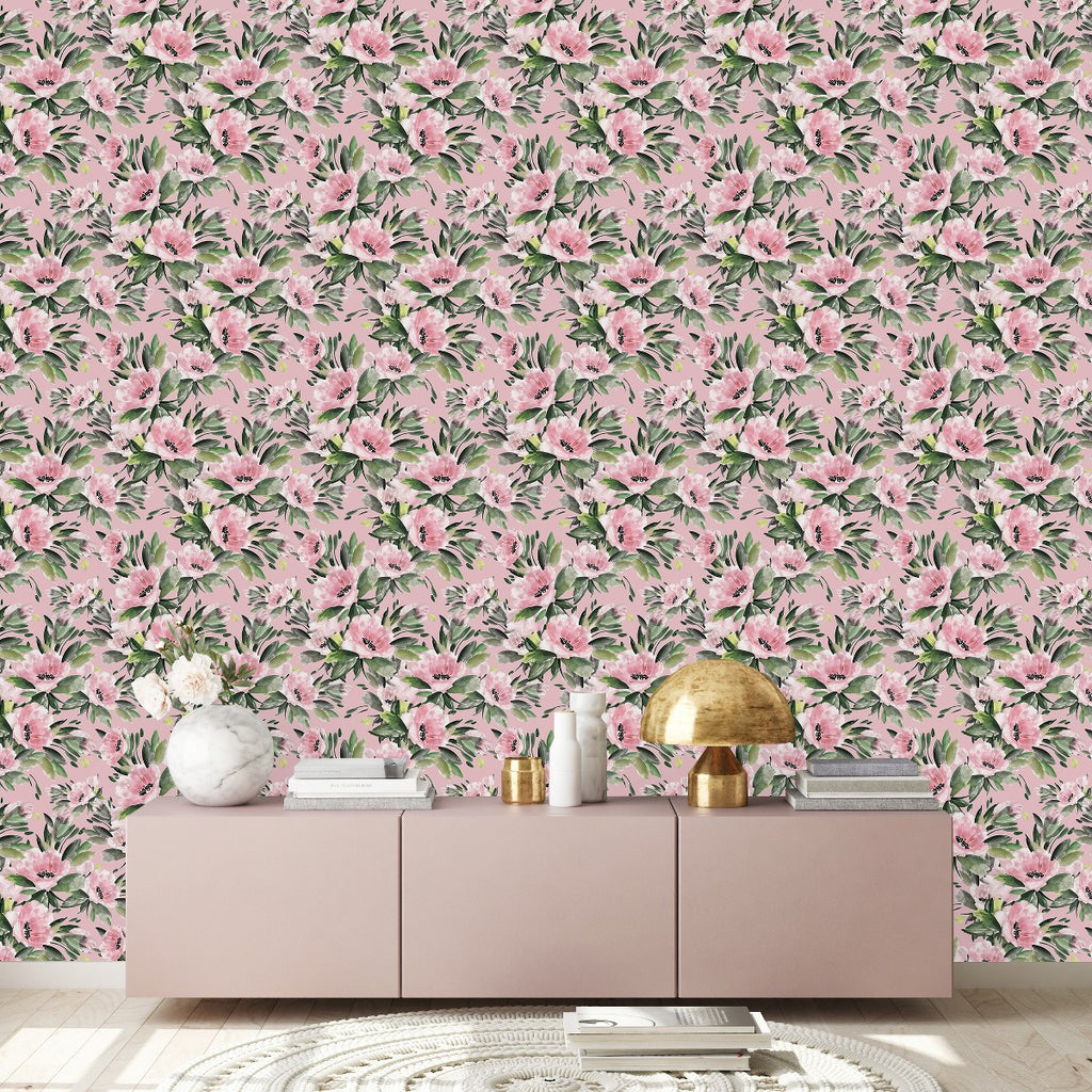 Pink Wallpaper with Pink Flowers uniQstiQ Floral