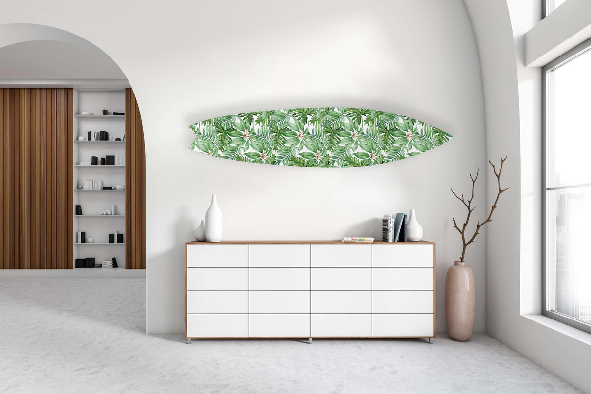 Jungle Green Leaves Acrylic Surfboard Wall Art - uniqstiq