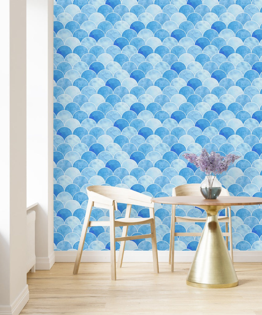 Blue Scales Wallpaper uniQstiQ Geometric