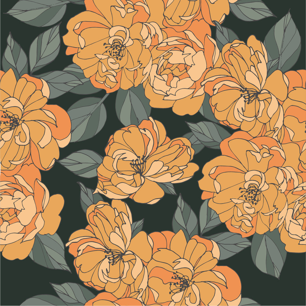 Orange Floral Wallpaper  uniQstiQ Floral