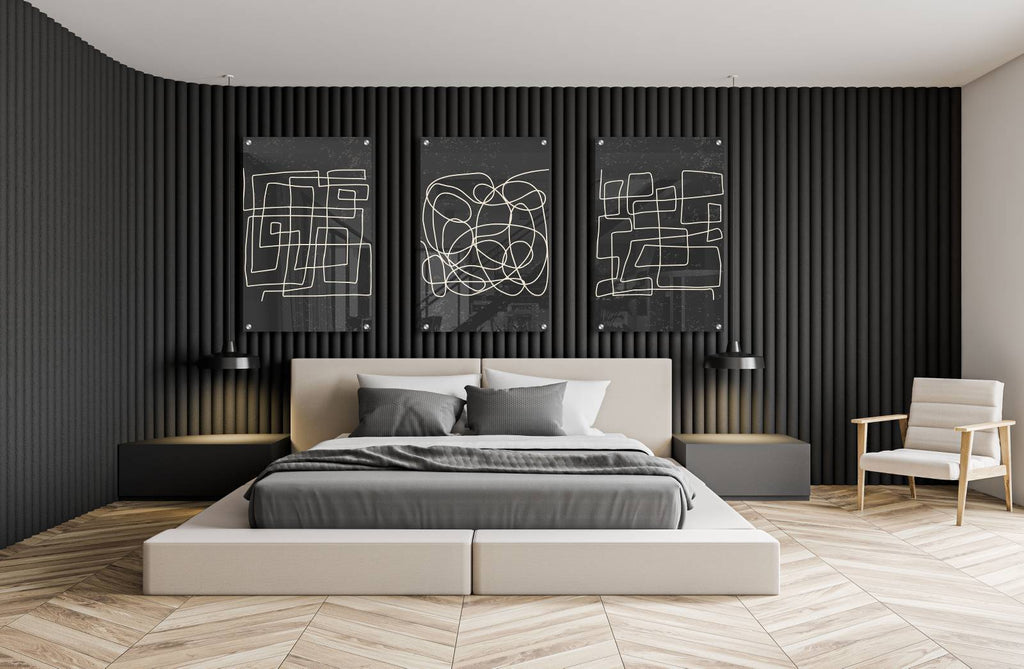 Abstract Black Pattern Set of 3 Prints Modern Wall Art Modern Artwork Image 2