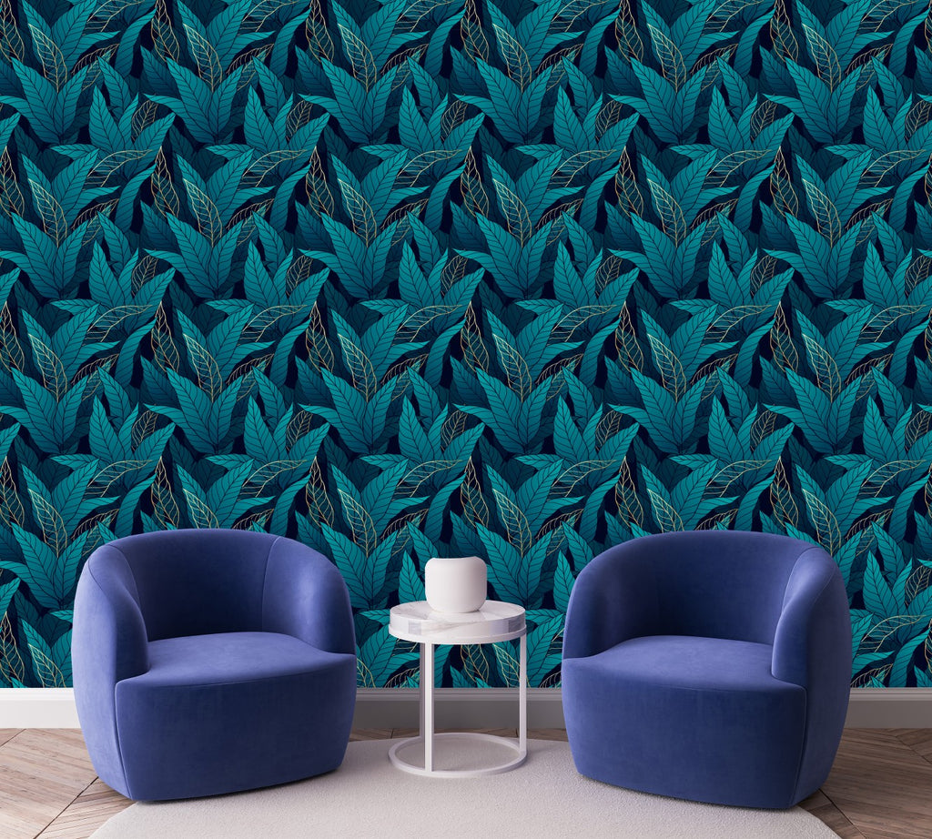 Turquoise Leaves Wallpaper  uniQstiQ Botanical