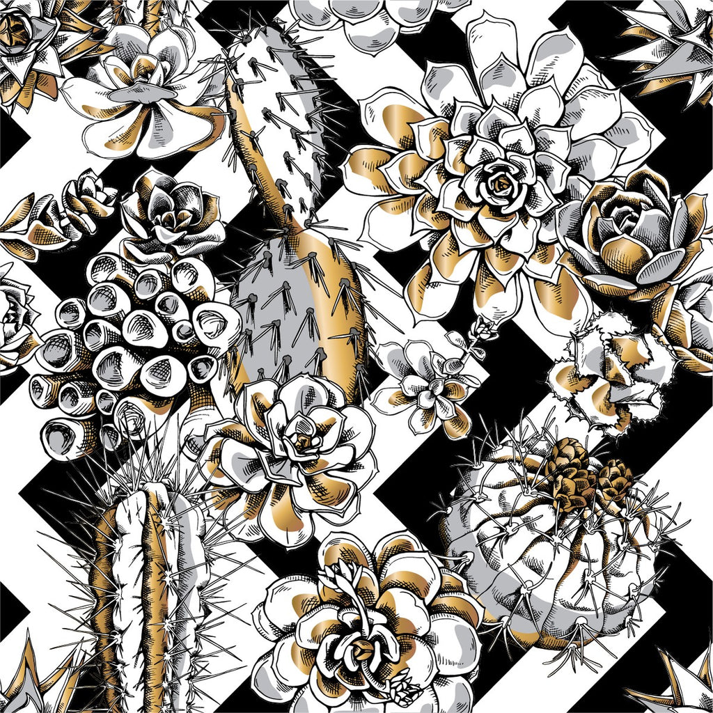 Black and White Succulents Wallpaper  uniQstiQ Tropical