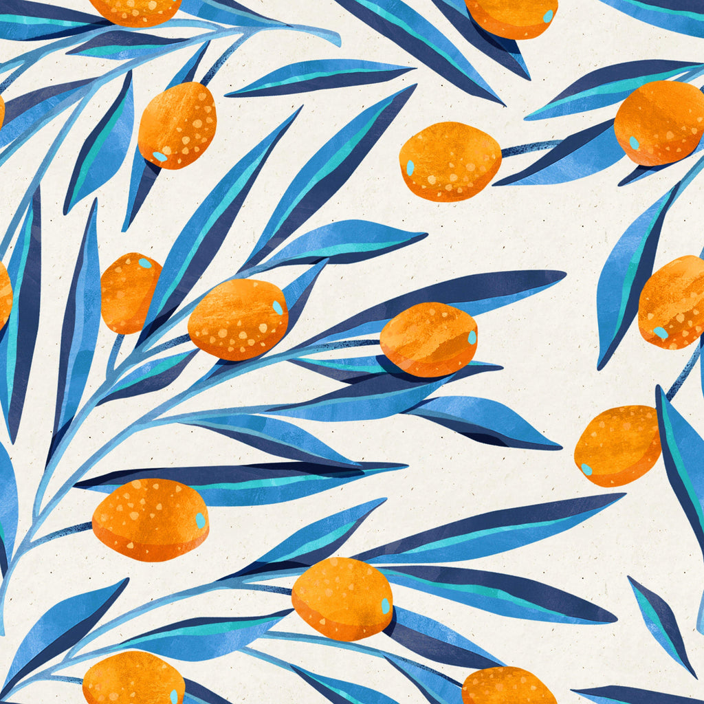 uniQstiQ Botanical Kumquat Pattern Wallpaper Wallpaper
