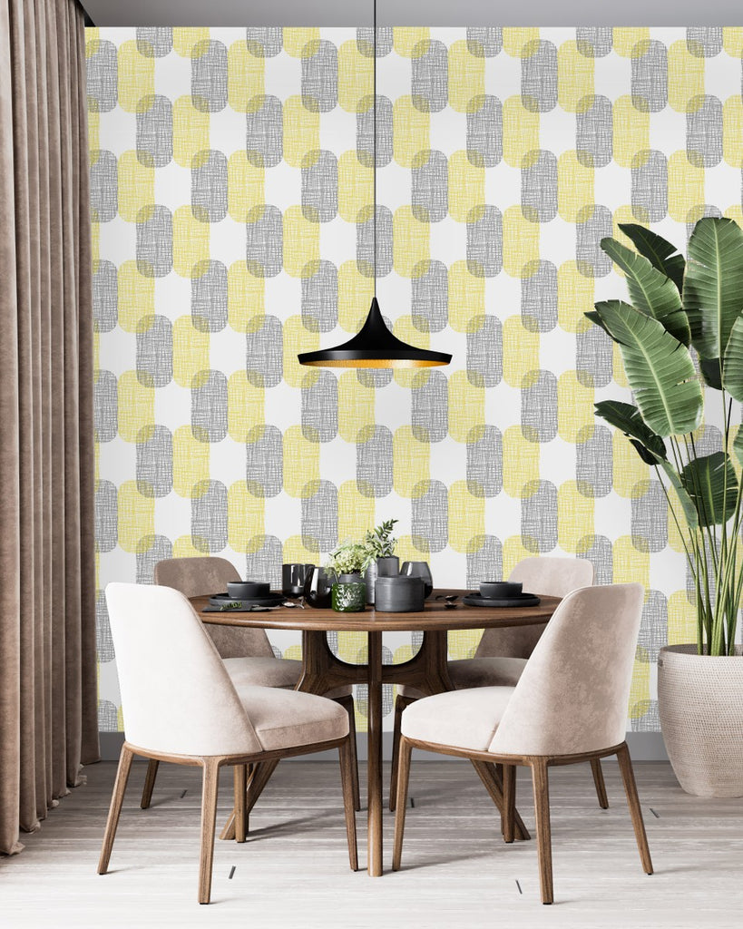 Grey and Yellow Pattern Wallpaper  uniQstiQ Geometric