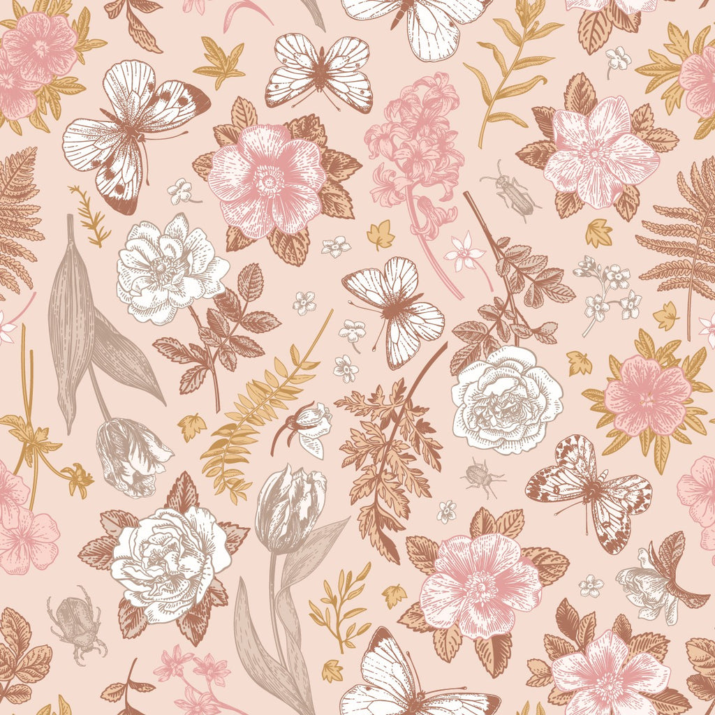 Pink Vintage Floral Wallpaper  uniQstiQ Murals