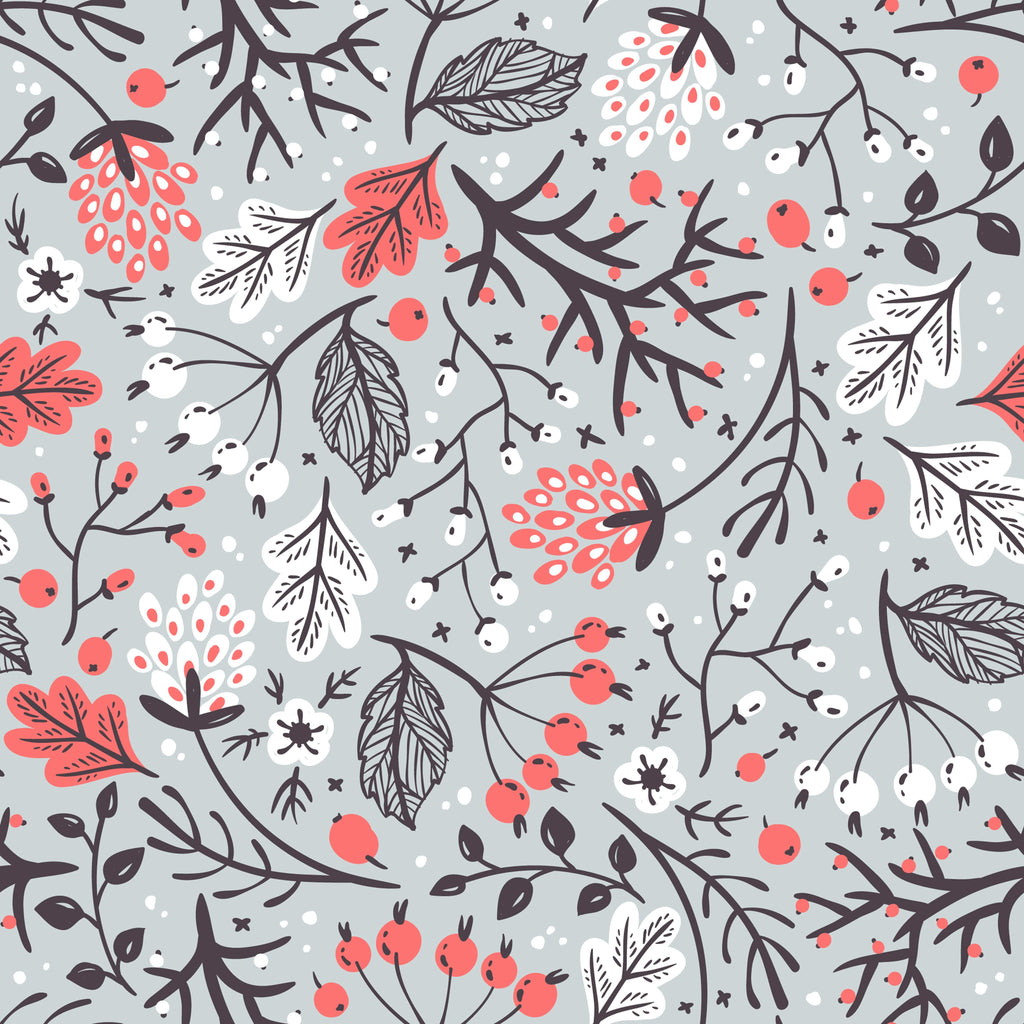 uniQstiQ Botanical Leaves and Berries in a Vintage Style Wallpaper Wallpaper