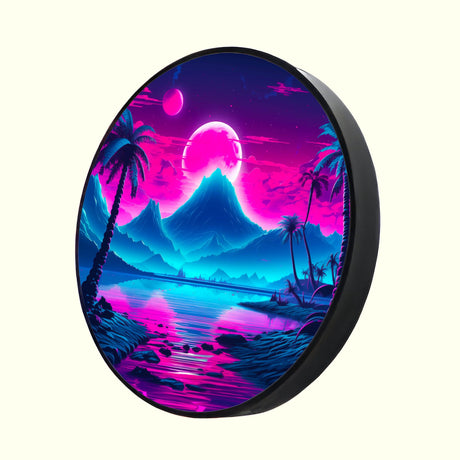 LED Pop Art Landscape Artwork Retro Style Wall Art Wall Decor Vaporwave Aesthetic Wall Art Neon Miami Vibes Art 80s Style Art Mountains Art 2