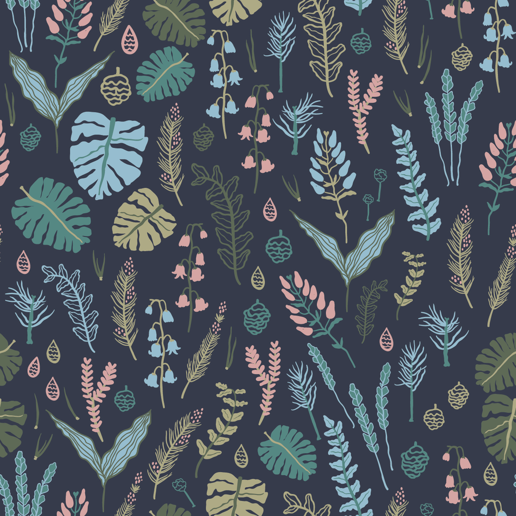 Dark Wallpaper with Little Leaves  uniQstiQ Botanical