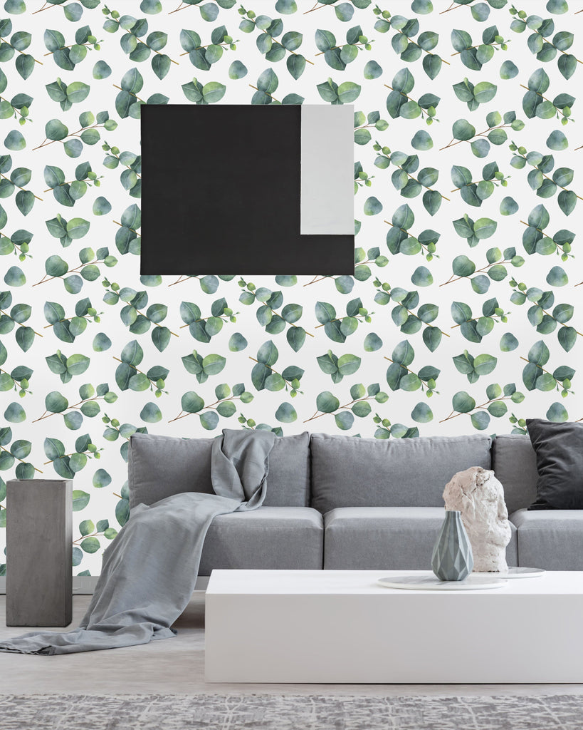 uniQstiQ Botanical Light Eucalyptus Leaves Wallpaper Wallpaper