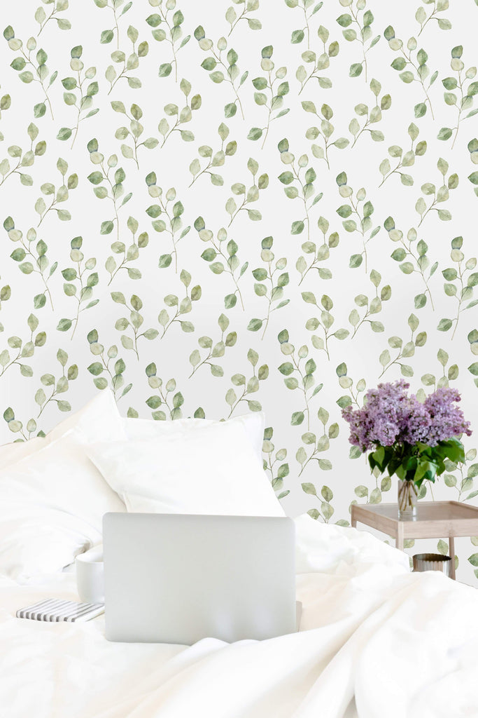 uniQstiQ Botanical Light Green Leaves Wallpaper Wallpaper