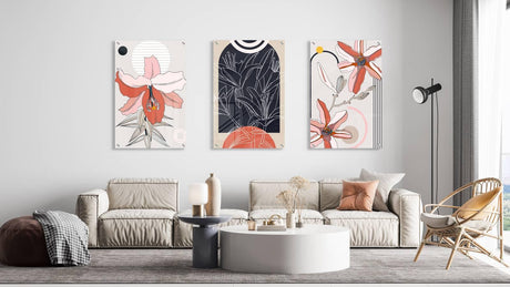 Lilies Pattern Set of 3 Prints Modern Wall Art Modern Artwork Image 1
