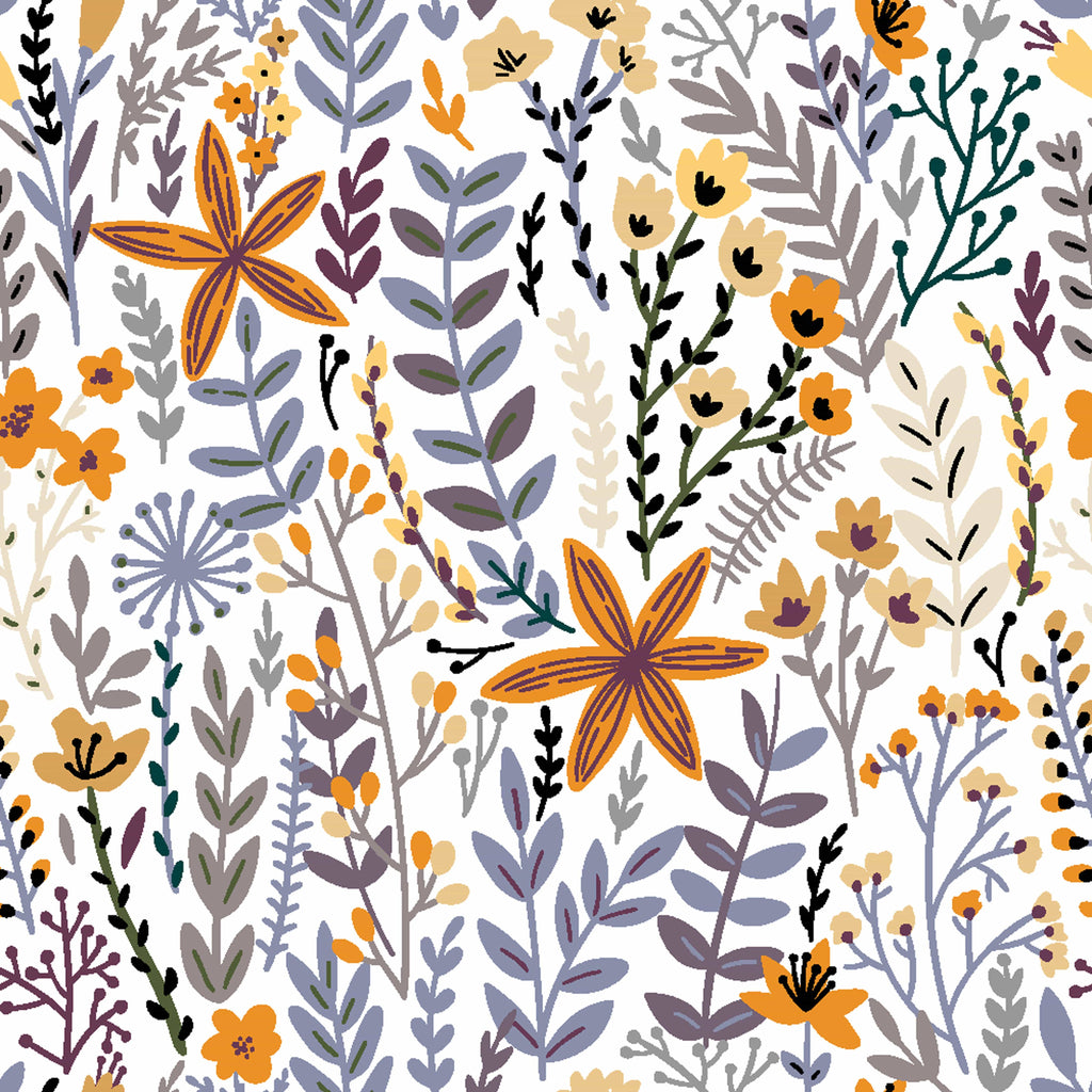 uniQstiQ Botanical Long Leaves and Flowers Wallpaper Wallpaper